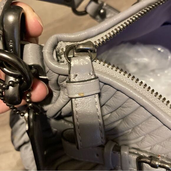 Coach Grey Leather Madison Gathered Sophia Satchel EUC - Picture 9 of 16